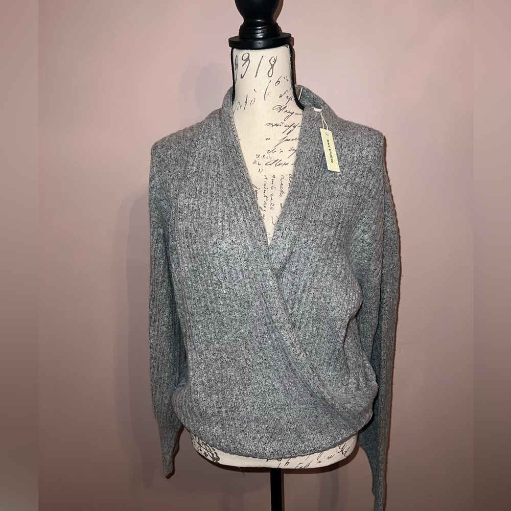 Max Studio Women's Long Sleeve Cross Over Sweater